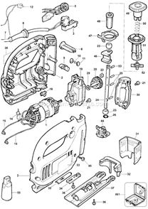 Page A Diagram and Parts List for JS350 Type 1A Black and Decker Jig Saw